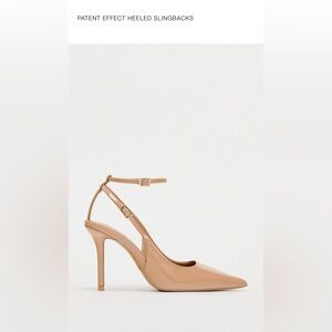 Used once
Patent Effect Heeled Slingbacks - Tan